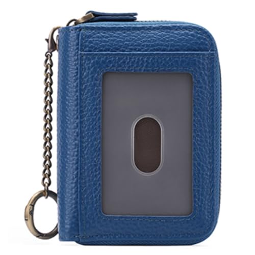 KituT Damen-Kartenhalter-Geldbörse, Damen-Schlüsselkartenhalter, RFID-Anti-Diebstahl-Swipe-Echtkartentasche (Color : Navy Blue) von KituT
