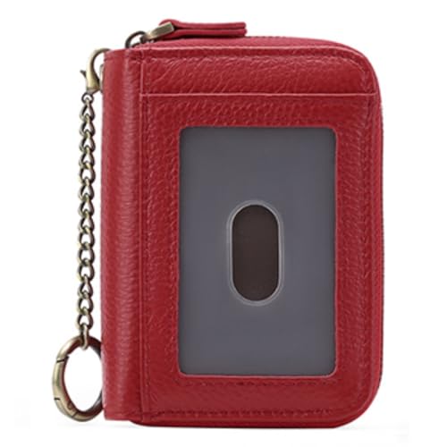 KituT Damen-Kartenhalter-Geldbörse, Damen-Schlüsselkartenhalter, RFID-Anti-Diebstahl-Swipe-Echtkartentasche (Color : Red) von KituT