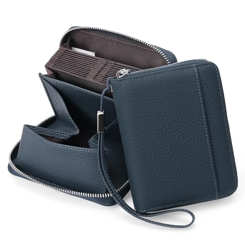 KituT Damen-Kreditkartenetui, 24 Kreditkartenfächer, Damenbrieftasche, großes Münzfach (Color : Blue) von KituT