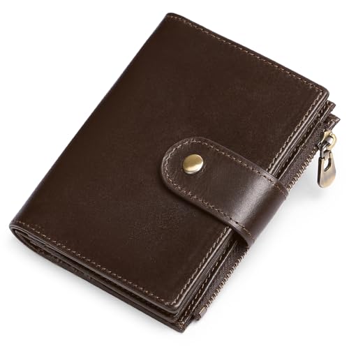 KituT Herren-Leder-Geldbörse, Business-Herren-Geldbörse, Münzgeldbörse mit Reißverschluss, RFID-blockierende Geldbörse (Color : Brown) von KituT