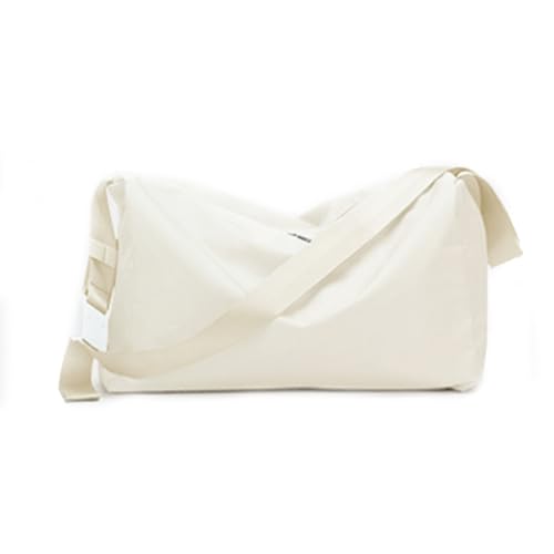 Sporttaschen for Männer und Frauen, Faltbare Reisetasche for unterwegs, Wochenend-Übernachtungstasche mit Schuhfach und Nasstasche (Color : Off-White) von KituT