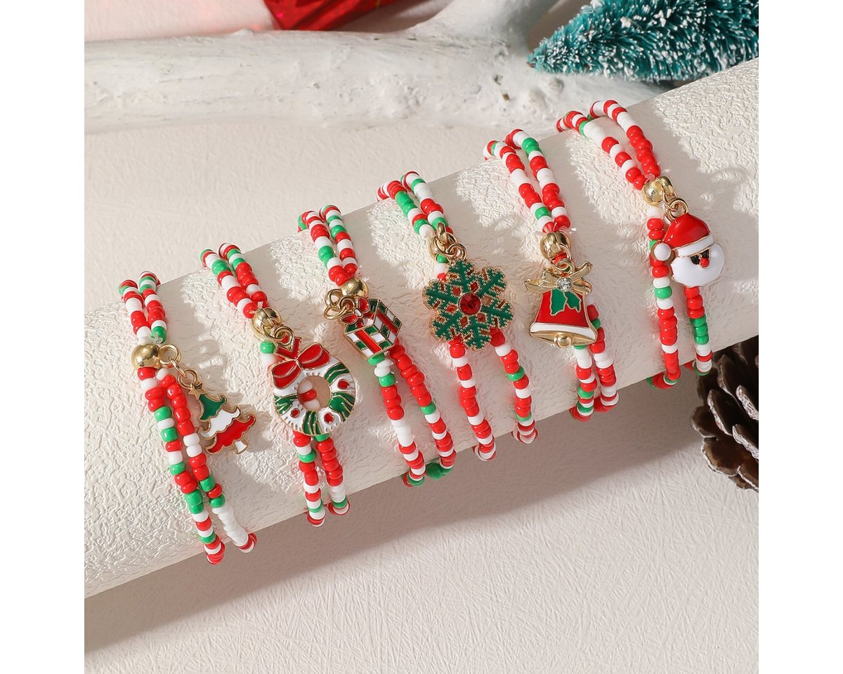 Kityhome Armband Set Weihnachts Armband Set, 6-teilig mit Santa Claus & Perlen (Set, Perfektes Weihnachtsgeschenk), Vielseitig tragbar von Kityhome