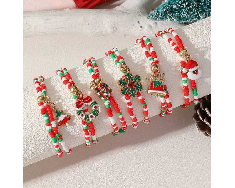 Kityhome Armband Set Weihnachts Armband Set, 6-teilig mit Santa Claus & Perlen (Set, Perfektes Weihnachtsgeschenk), Vielseitig tragbar von Kityhome