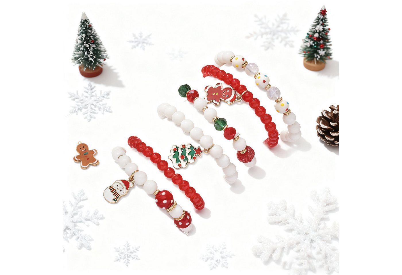 Kityhome Armband Set Weihnachts Armband mit Anhänger - Dehnbar, Als Schmuck & Deko (Set, Detailreiches Weihnachtsdesign), Bequem und universell tragbar von Kityhome