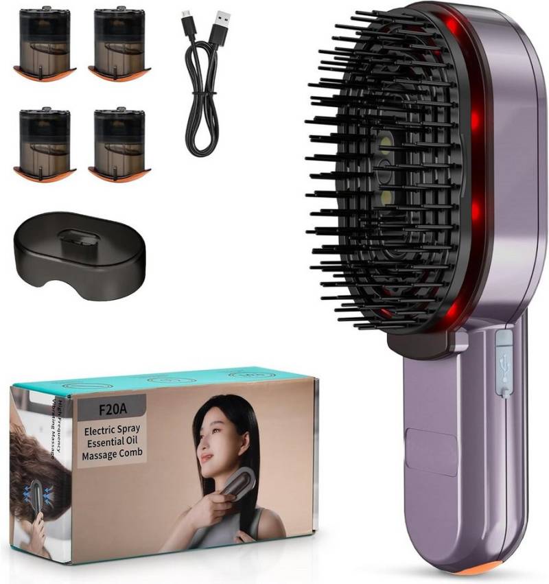 Kityhome Elektrohaarbürste Elektrische 4-in-1 Kopfhaut-Massagebürste mit Rotlicht&Haaröl-Spender, Integrierter Haaröl-Spender von Kityhome