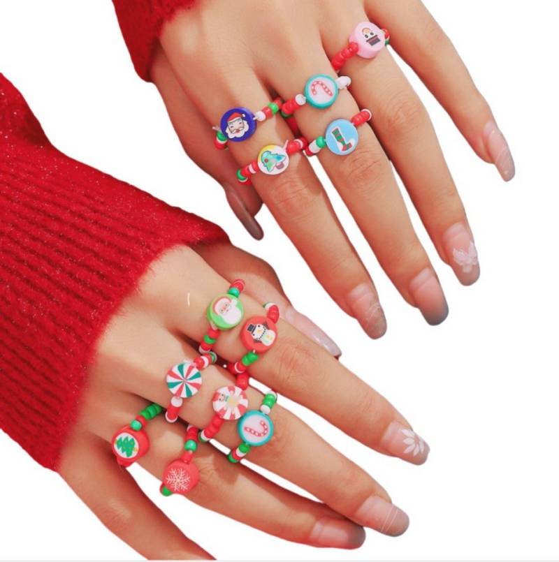 Kityhome Fingerring 12er-Set Cartoon Ringe, bunt & elastisch-Verspielte Party (Set, Das mitdenkende Geschenk), 12 einzigartige Design von Kityhome