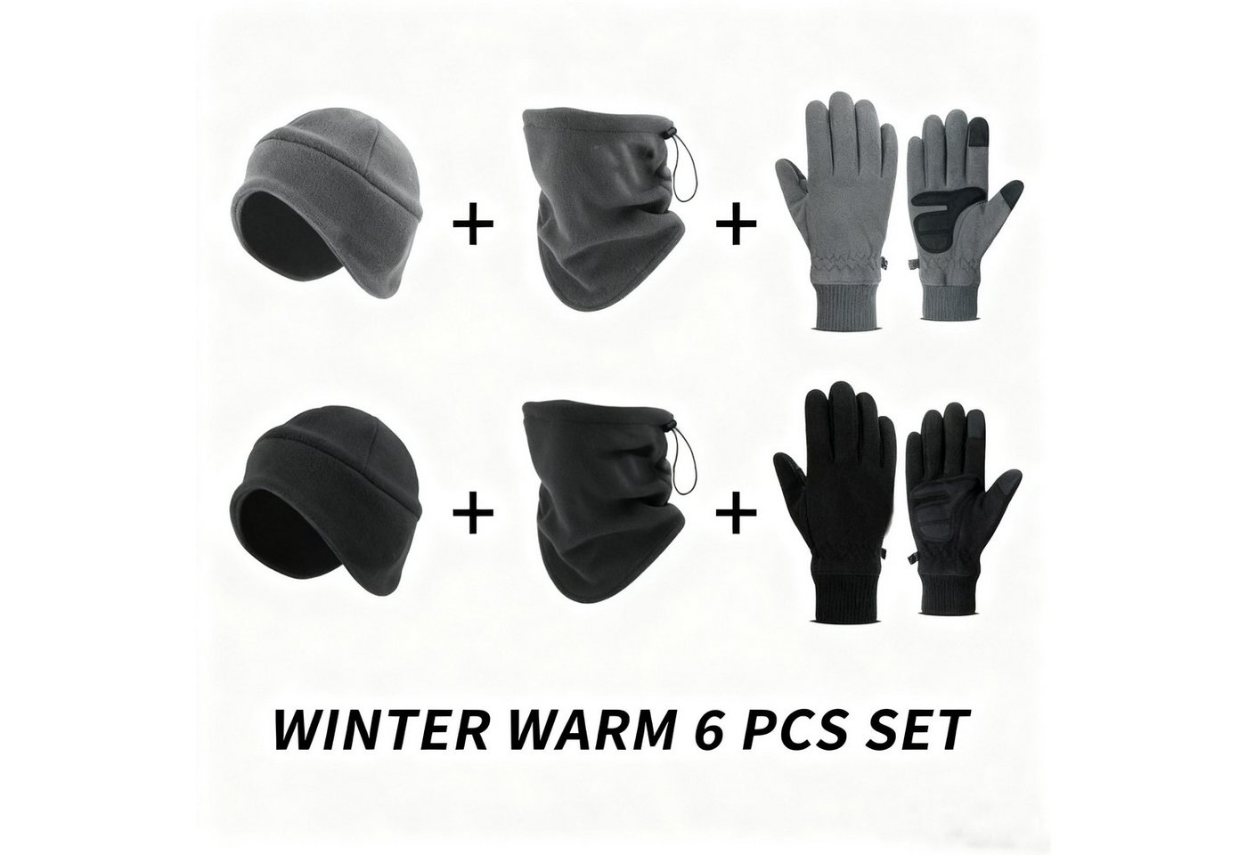 Kityhome Sturmhaube 6pcs Winter Wärme-Set mit Kapuventuch & Mütze & Handschuhe (Set, Das perfekte Wintergeschenk) Winddichter Komfort von Kityhome