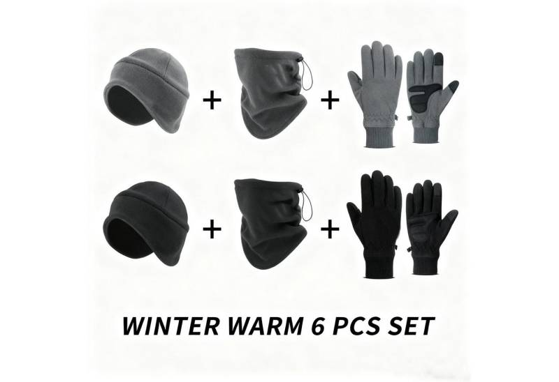 Kityhome Sturmhaube 6pcs Winter Wärme-Set mit Kapuventuch & Mütze & Handschuhe (Set, Das perfekte Wintergeschenk) Winddichter Komfort von Kityhome