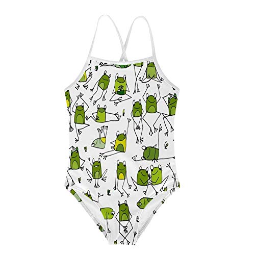 KiuLoam Lustige grüne Frösche Mädchen Bademode Einteiler Badeanzüge für 3-8 Jahre Baby Mädchen - - 5-6 Jahre von KiuLoam