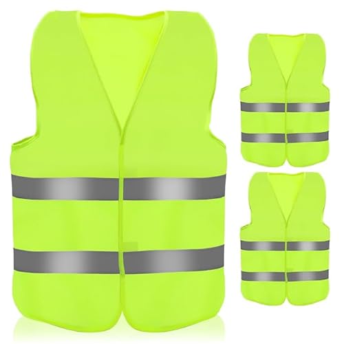 Gelb Sicherheitsweste,Gelb Warnwesten,Auto Damen Herren Erwachsene Reflektorweste,Reflektierenden Streifen Weste,Pannenhilfe Reflektierende Warnwesten,für Fahrern,Arbeitskräften, Erwachsene,3PC von Kiuiom