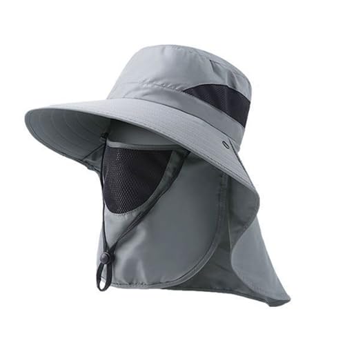 Kiuiom Breiter Krempe Mesh Tropenhut,Sonnenhut Herren UPF 50+,Fischerhut Herren,Nackenklappe Mit Gesichtsbedeckung,Safari-Hut Mit Halsklappe,Für Hiking Safari Strand von Kiuiom