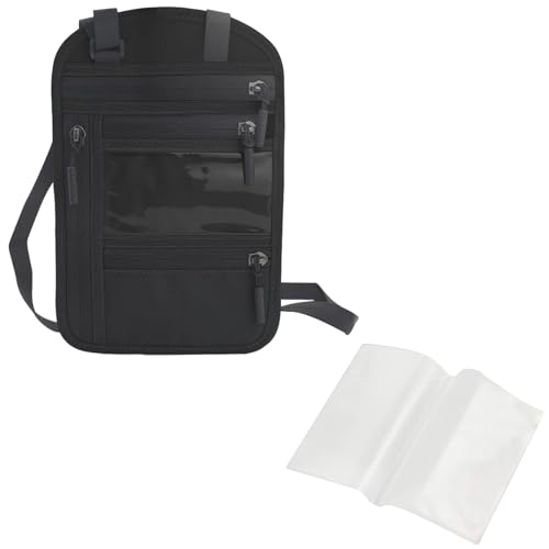 Kiuiom Brustbeutel Mit RFID Schutz,wasserdichte Passporttasche Mit Verstellbarem Halsband,Brustbeutel Sicherheitstasche Für Karten Reisepass,Reisegeldbeutel Für Damen Herren,Mit Passschutzabdeckung von Kiuiom
