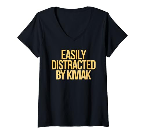 Damen Leicht abgelenkt von Kiviak T-Shirt mit V-Ausschnitt von Kiviak Food