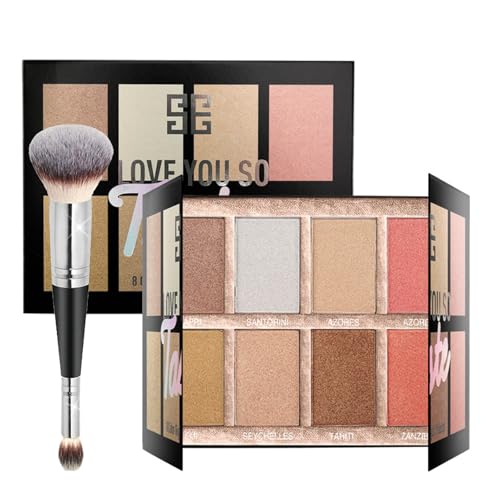 Kivinia 8 Colours Contouring Palette with Brush, Professional Make Up Contour Palette zum Blush, Abdecken, Highlighten, Lidschatten und Konturieren, Langanhaltendes Finish, Make Up Set für Frauen - A Kivinia 8 Colours Contouring Palette with Brush, Professional Make Up Contour Palette zum Blush, Abdecken, Highlighten, Lidschatten und Konturieren, Langanhaltendes Finish, Make Up Set für Frauen - A von Kivinia