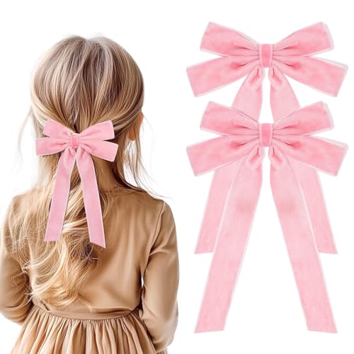 Haarschleifen aus weichem Samt, mit langem Schwanz, Haarschmuck für Damen, Mädchen, Kleinkinder, 2 Stück Haarschleifen aus weichem Samt, mit langem Schwanz, Haarschmuck für Damen, Mädchen, Kleinkinder, 2 Stück von Kivzex