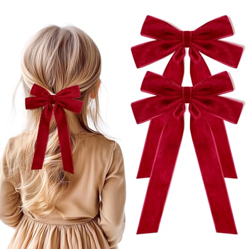 Haarschleifen aus weichem Samt, mit langem Schwanz, Haarschmuck für Damen, Mädchen, Kleinkinder, 2 Stück Haarschleifen aus weichem Samt, mit langem Schwanz, Haarschmuck für Damen, Mädchen, Kleinkinder, 2 Stück von Kivzex