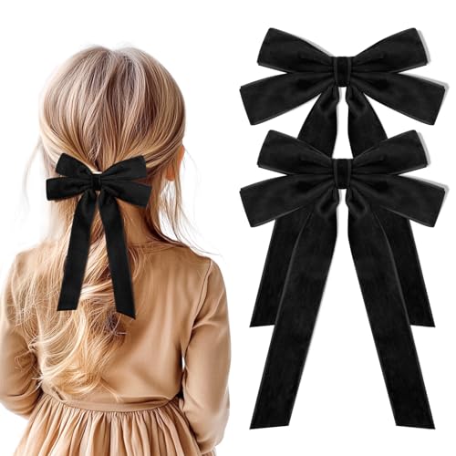 Haarschleifen aus weichem Samt, mit langem Schwanz, Haarschmuck für Damen, Mädchen, Kleinkinder, Teenager, Mädchen, Geschenke, niedlich, trendig, 2 Stück Haarschleifen aus weichem Samt, mit langem Schwanz, Haarschmuck für Damen, Mädchen, Kleinkinder, Teenager, Mädchen, Geschenke, niedlich, trendig, 2 Stück von Kivzex