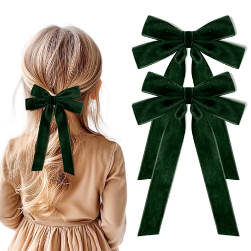 Haarschleifen aus weichem Samt, mit langem Schwanz, Haarschmuck für Damen, Mädchen, Kleinkinder, Teenager, Mädchen, Weihnachtsgeschenke, niedlich, trendig, 2 Stück Haarschleifen aus weichem Samt, mit langem Schwanz, Haarschmuck für Damen, Mädchen, Kleinkinder, Teenager, Mädchen, Weihnachtsgeschenke, niedlich, trendig, 2 Stück von Kivzex