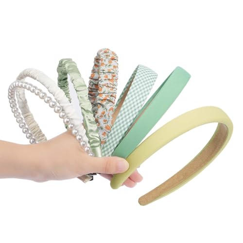 Kivzex Modisches Stirnband-Set für Damen und Mädchen, Perlen-Stirnband, trendig, gepolstert, Haarschmuck, Geschenk, Grün, 7 Stück Kivzex Modisches Stirnband-Set für Damen und Mädchen, Perlen-Stirnband, trendig, gepolstert, Haarschmuck, Geschenk, Grün, 7 Stück von Kivzex