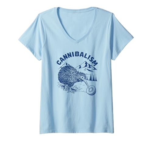 Damen Kiwi-Vogel-Kannibalismus, lustige neuseeländische Vogelbeobachtung T-Shirt mit V-Ausschnitt Damen Kiwi-Vogel-Kannibalismus, lustige neuseeländische Vogelbeobachtung T-Shirt mit V-Ausschnitt von Kiwi Humor Tees