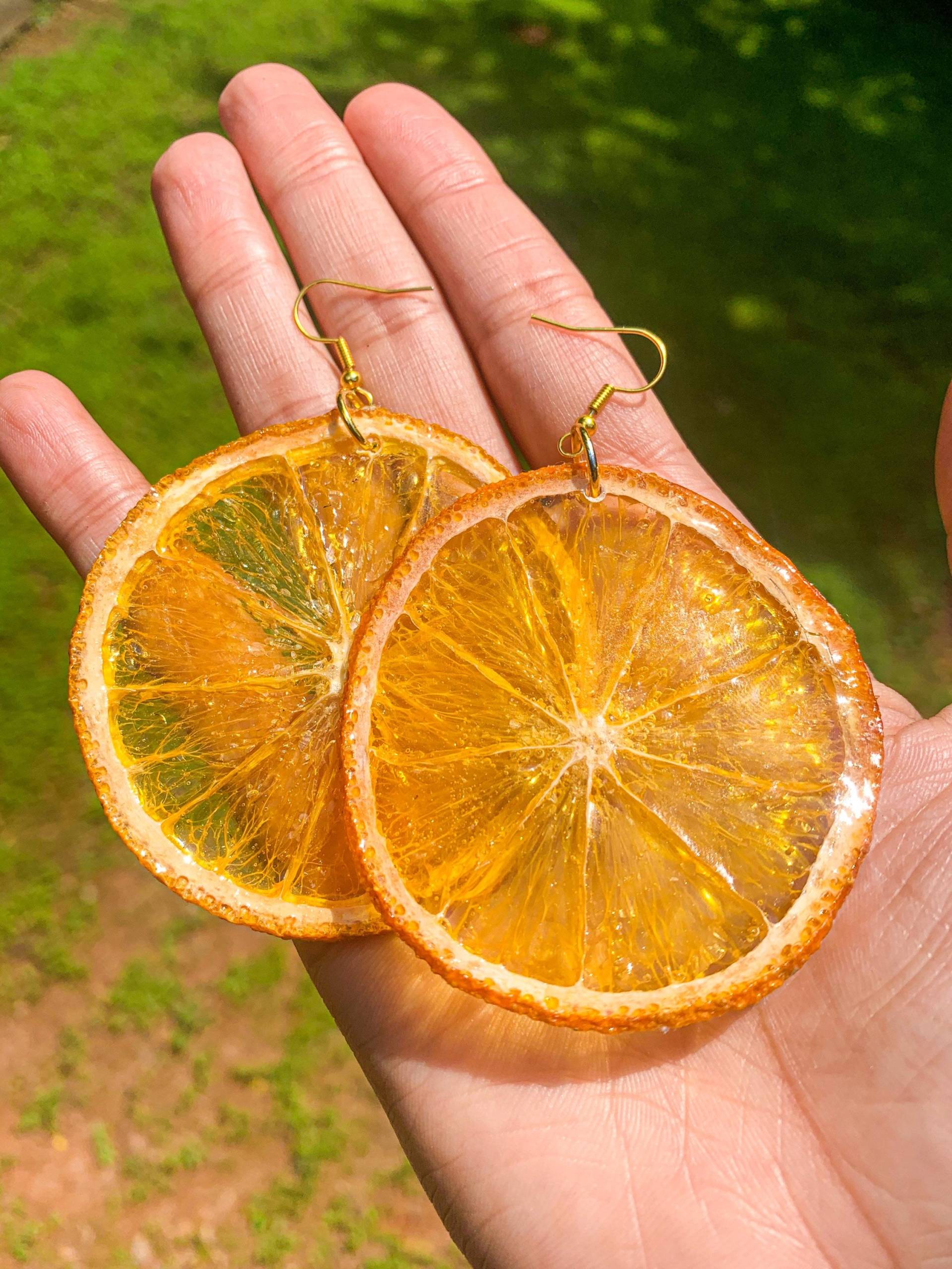 Orange Echte Früchte Ohrringe // The Fruitopia Kollektion von KiwiBeautyStore