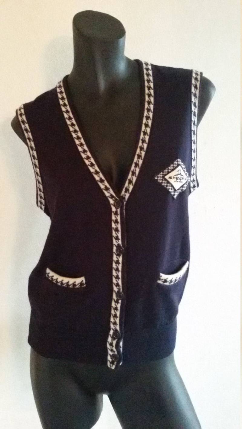 Grand Slam Pinguin Strickweste, Hahnentrittmuster, Golfweste, Golfbekleidung von KiwiFunk