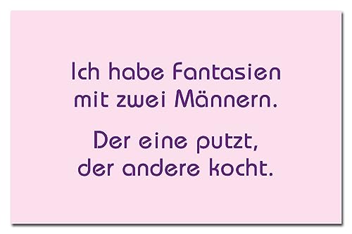 Ich habe Fantasien mit zwei Männern. Der eine putzt, der andere kocht. Kühlschrankmagnet | flexible Magnettafel | freche Sprüche als Geschenk oder Mitbringsel von Kiwikatze