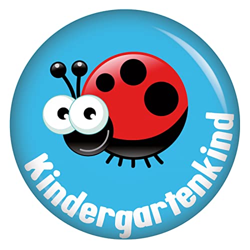 Kiwikatze Kindergartenkind Marienkäfer Button 56 mm Ansteckbutton Kindergarten Geschenke für Kinder Kita Rucksack Einschulung Geschenk Deko Geschenke Kalender Countdown Ansteckpins Ansteckbutton von Kiwikatze