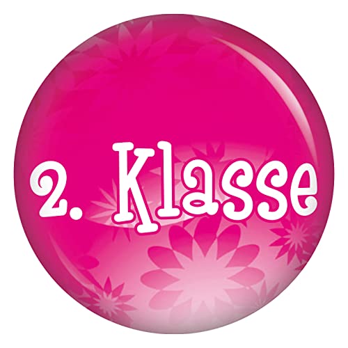 Kiwikatze 2.Klasse Pinkflowers Button 37 mm oder 56 mm Ansteckbutton zum Schulanfang Schule Einschulung Junge Geschenk Deko Schulstart Geschenke Schulstart Kalender Countdown (37 mm) von Kiwikatze