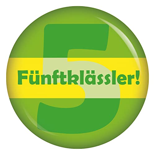 Kiwikatze 3|5|10 oder EINZELN Button Fünftklässler Ansteckbutton zum Schulanfang Schule Einschulung Junge Geschenk Schulstart Kalender Countdown (01x Fünftklässler, 37 mm) von Kiwikatze