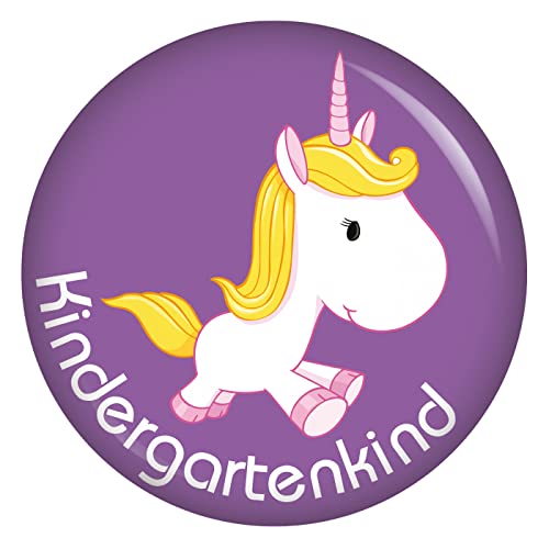 Kiwikatze Kindergartenkind Einhorn Button 37 oder 56 mm Ansteckbutton Kindergarten Geschenke für Kinder Kita Rucksack Geschenk Deko Geschenke Kalender Countdown Ansteckpins Ansteckbutton (37 mm) von Kiwikatze