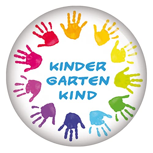 Kiwikatze Kindergartenkind Hände Button 56 mm Ansteckbutton Kindergarten Geschenke für Kinder Kita Rucksack Einschulung Geschenk Deko Geschenke Kalender Countdown Ansteckpins Ansteckbutton von Kiwikatze