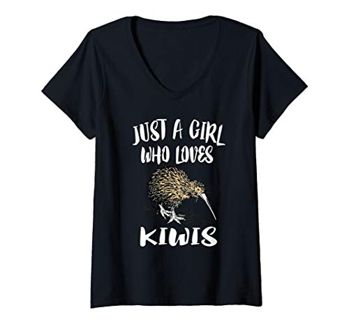 Damen Just A Girl Who Loves Kiwis Birds T-Shirt mit V-Ausschnitt Damen Just A Girl Who Loves Kiwis Birds T-Shirt mit V-Ausschnitt von Kiwis Birds
