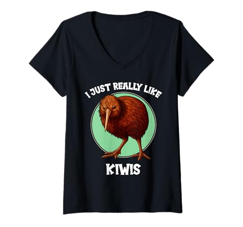 Damen Kiwis Kiwi T-Shirt mit V-Ausschnitt Damen Kiwis Kiwi T-Shirt mit V-Ausschnitt von Kiwis Kiwi Tier Shop