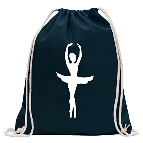 Kiwistar - Turnbeutel - dunkelblau - Ballerina Primaballerina - Fun Rucksack Sport Beutel Gymsack Baumwolle mit Ziehgurt von Kiwistar