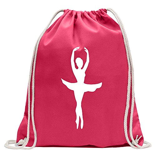 Kiwistar - Turnbeutel - pink - Ballerina Primaballerina - Fun Rucksack Sport Beutel Gymsack Baumwolle mit Ziehgurt von Kiwistar