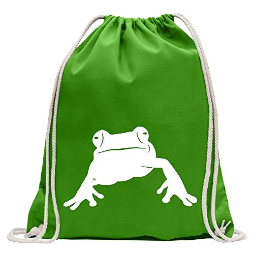 Kiwistar - Turnbeutel - maigruen - Frosch Frog Teich - Fun Rucksack Sport Beutel Gymsack Baumwolle mit Ziehgurt von Kiwistar