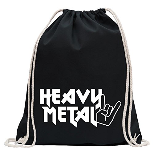 Kiwistar - Turnbeutel - schwarz - Heavy Metal Hardcore Trash Guitar Drums - Fun Rucksack Sport Beutel Gymsack Baumwolle mit Ziehgurt von Kiwistar