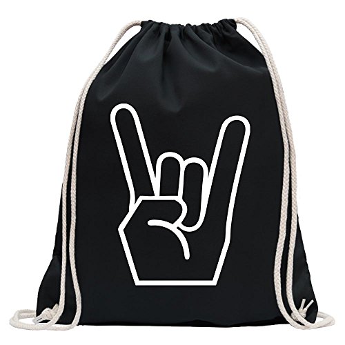 Kiwistar - Turnbeutel - schwarz - Heavy Metal - Fun Rucksack Sport Beutel Gymsack Baumwolle mit Ziehgurt von Kiwistar