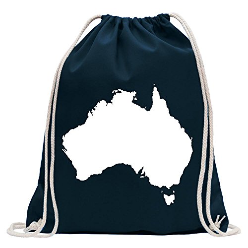 Kiwistar - Turnbeutel - dunkelblau - Australien - Canberra - Fun Rucksack Sport Beutel Gymsack Baumwolle mit Ziehgurt von Kiwistar