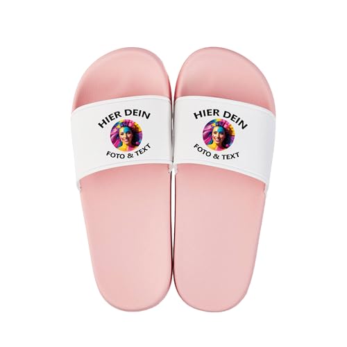 Kiwistar - Badelatschen - rosa - Größe 38-39 - mit Foto und Wunschtext - individuell personalisiert - Badeschuhe selbst gestalten von Kiwistar