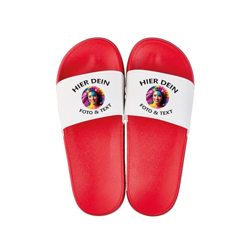 Kiwistar - Badelatschen - rot - Größe 40-41 - mit Foto und Wunschtext - individuell personalisiert - Badeschuhe selbst gestalten von Kiwistar