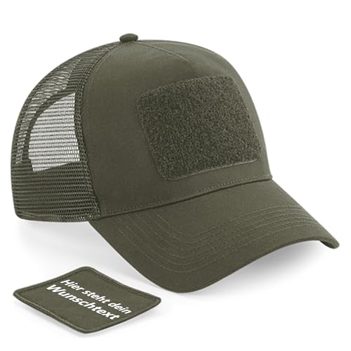Kiwistar Cap - personalisiert mit Wunschtext - Patch zum Austauschen - Military Green - farbig - individuell anpassen mit Namen, Wunschtext, Bild - Unisex - Geschenk, Freunde, Baseballkappe, Trucker von Kiwistar