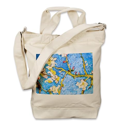 Kiwistar - Einkaufstasche Canvas Tote Bag - Natur - Van Gogh Almond Blossom - Tragetasche bedruckt - Extra Fach für Smartphone & Geldbeutel - lange & kurze Henkel - Shopper von Kiwistar