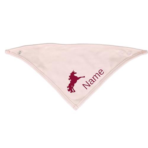Kiwistar Halstuch Baby personalisiert Junge Mädchen rosa Wunschname mit Motiv Unisex OneSize 2 Druckknöpfe verstellbar Dreieckshalstuch Bio-Baumwolle Geschenk von Kiwistar