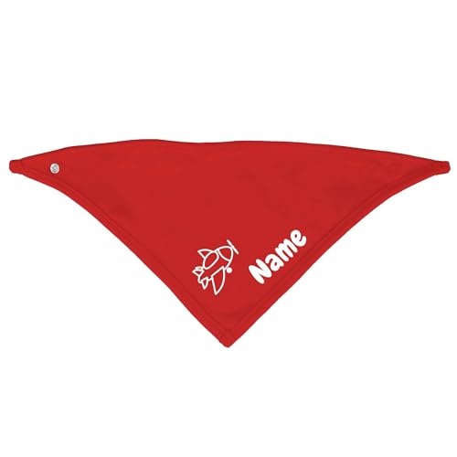 Kiwistar Halstuch Baby personalisiert Junge Mädchen rot Wunschname mit Motiv Unisex OneSize 2 Druckknöpfe verstellbar Dreieckshalstuch Bio-Baumwolle Geschenk von Kiwistar