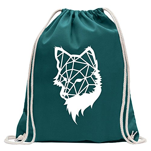 Kiwistar - Turnbeutel - petrol - Polygon Fuchs Figur Tier Art - Fun Rucksack Sport Beutel Gymsack Baumwolle mit Ziehgurt von Kiwistar