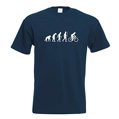 Kiwistar - T-Shirt - Navy - Rennrad Fahrrad Evolution Motiv Bedruckt Funshirt Design Print - mit Motiv Bedruckt - Funshirt Design - Sport - Freizeit - Herren - XXL von Kiwistar