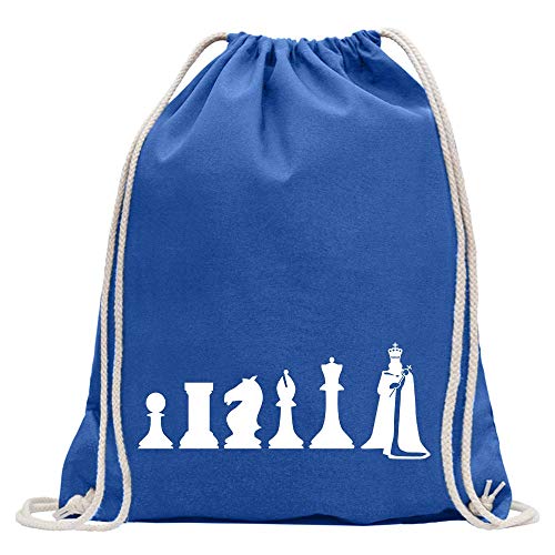 Kiwistar - Turnbeutel - royal - Schach Spiel Evolution - Fun Rucksack Sport Beutel Gymsack Baumwolle mit Ziehgurt von Kiwistar