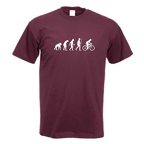 Kiwistar - T-Shirt - Burgund - Rennrad Fahrrad Evolution Motiv Bedruckt Funshirt Design Print - mit Motiv Bedruckt - Funshirt Design - Sport - Freizeit - Herren - M von Kiwistar